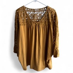 Garnet Hill Brown Relaxed Cropped Blouse